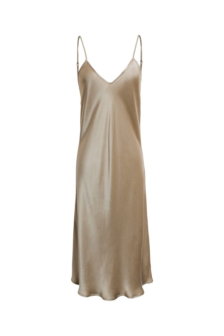 Anaphe Short V Dress Short V Silk Dress Taupe