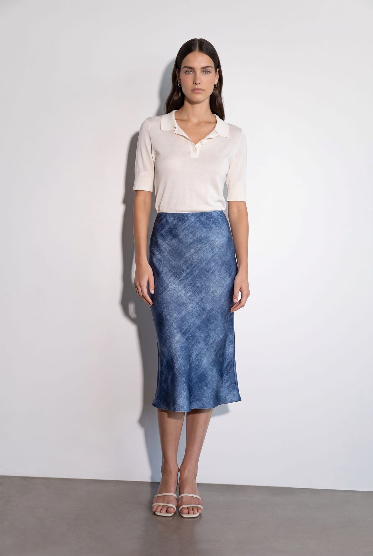 Anaphe Skirts Effortless Bias Silk Skirt - Dark Denim