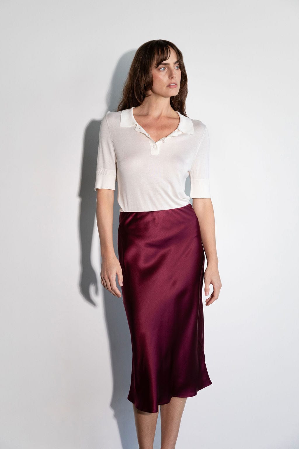 Anaphe Skirts Effortless Silk Skirt Burgundy - Atelier