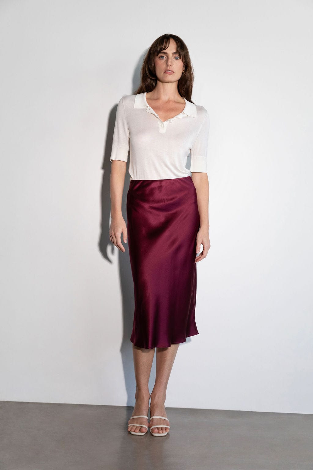 Anaphe Skirts Effortless Silk Skirt Burgundy - Atelier