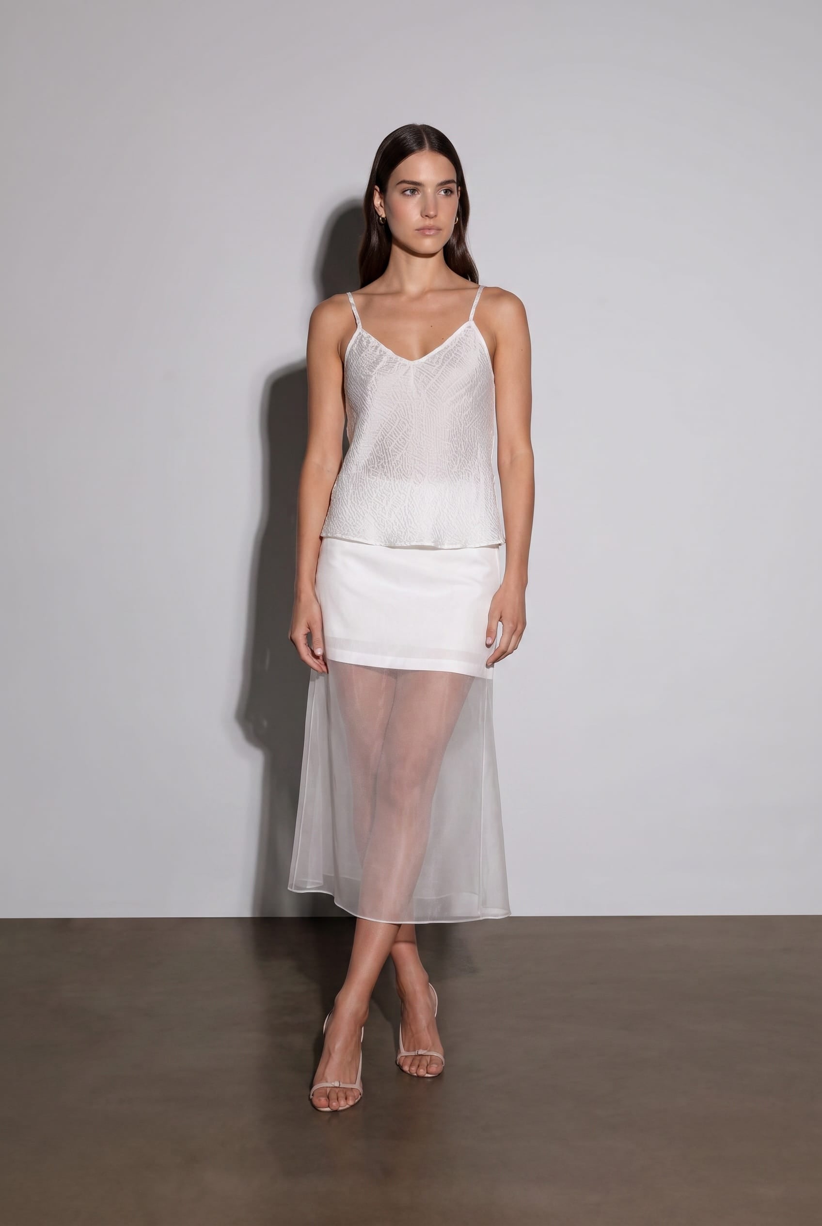 Anaphe Skirts Silk Organza Skirt - White