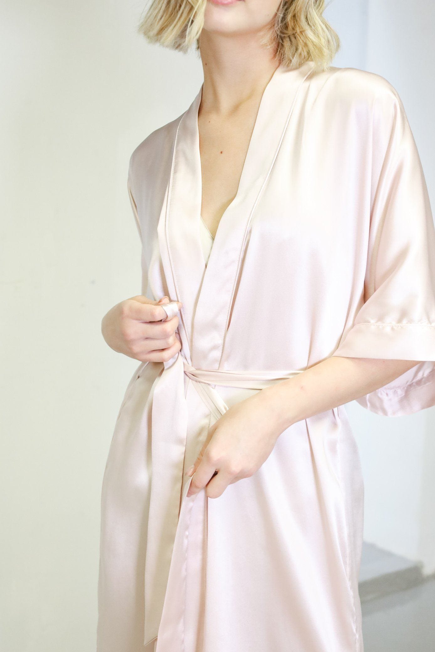 Anaphe Sleepwear & Loungewear Silk Yukata Robe by Anaphe Blush Pink