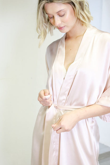 Anaphe Sleepwear & Loungewear Silk Yukata Robe by Anaphe Blush Pink