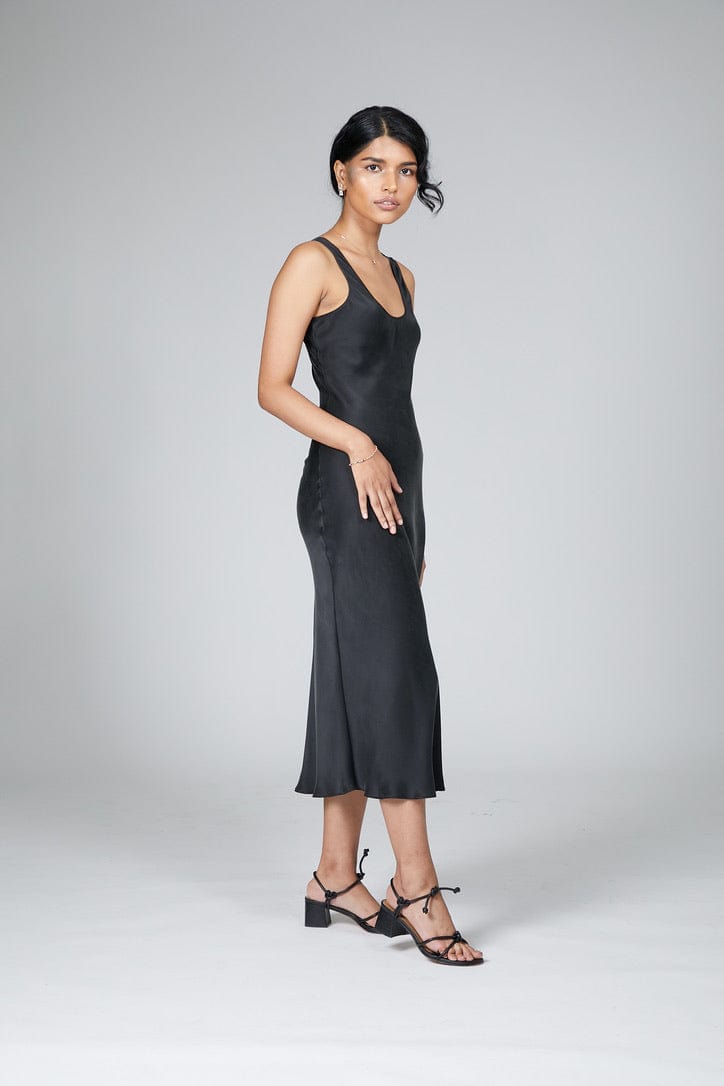 Anaphe Thick Strap Dress (bra friendly) Muse Scoop Silk Slip Dress - Classic Black