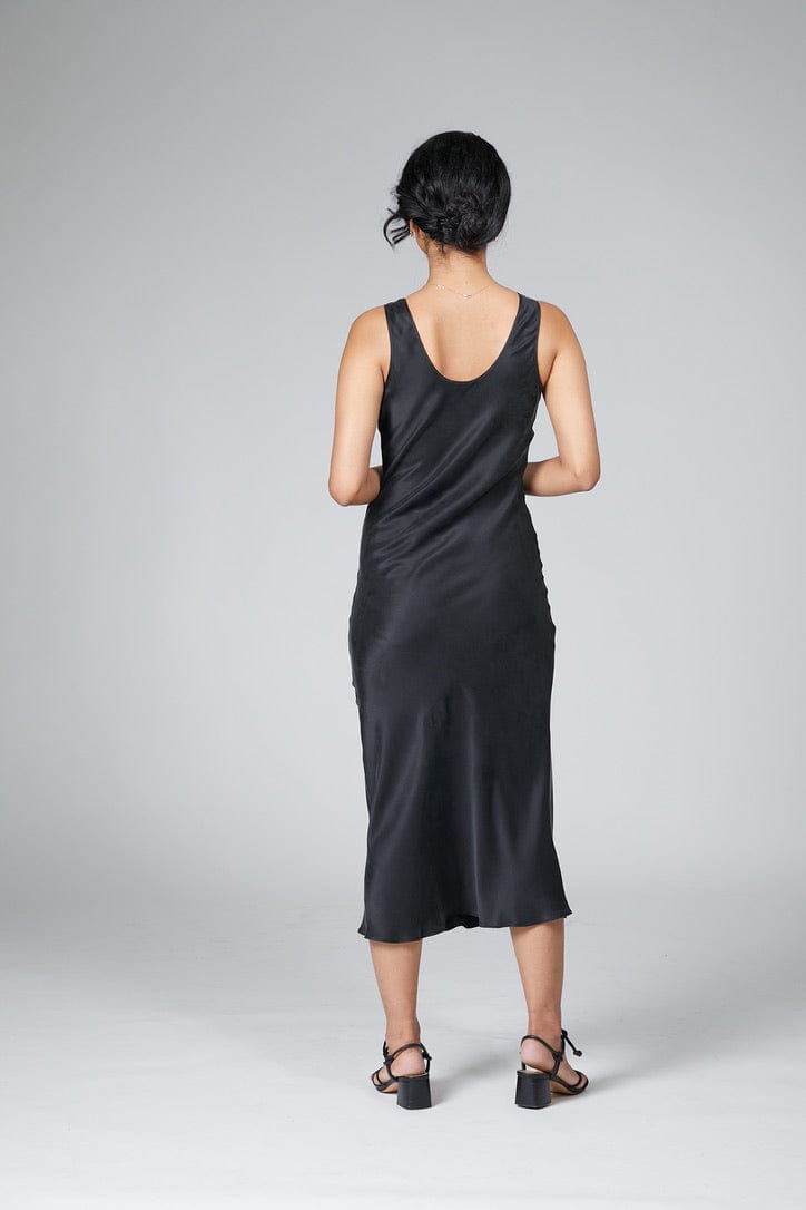 Anaphe Thick Strap Dress (bra friendly) Muse Scoop Silk Slip Dress - Classic Black