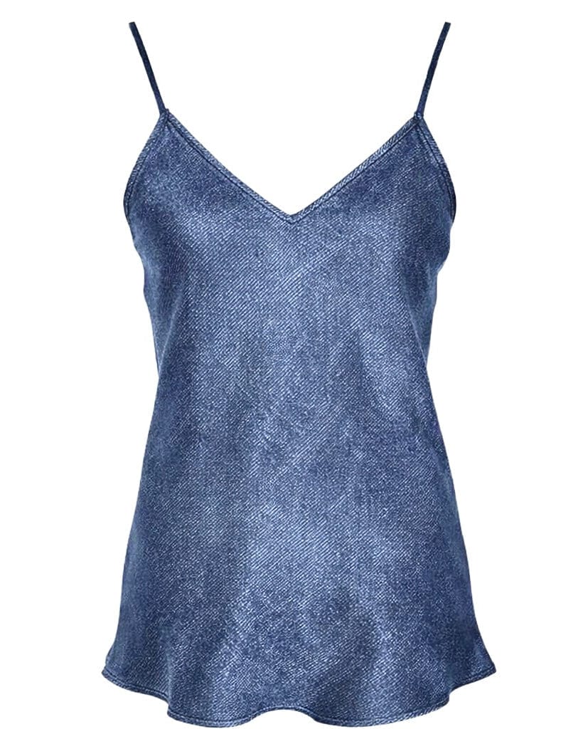 V Silk Camisole -Dark Denim