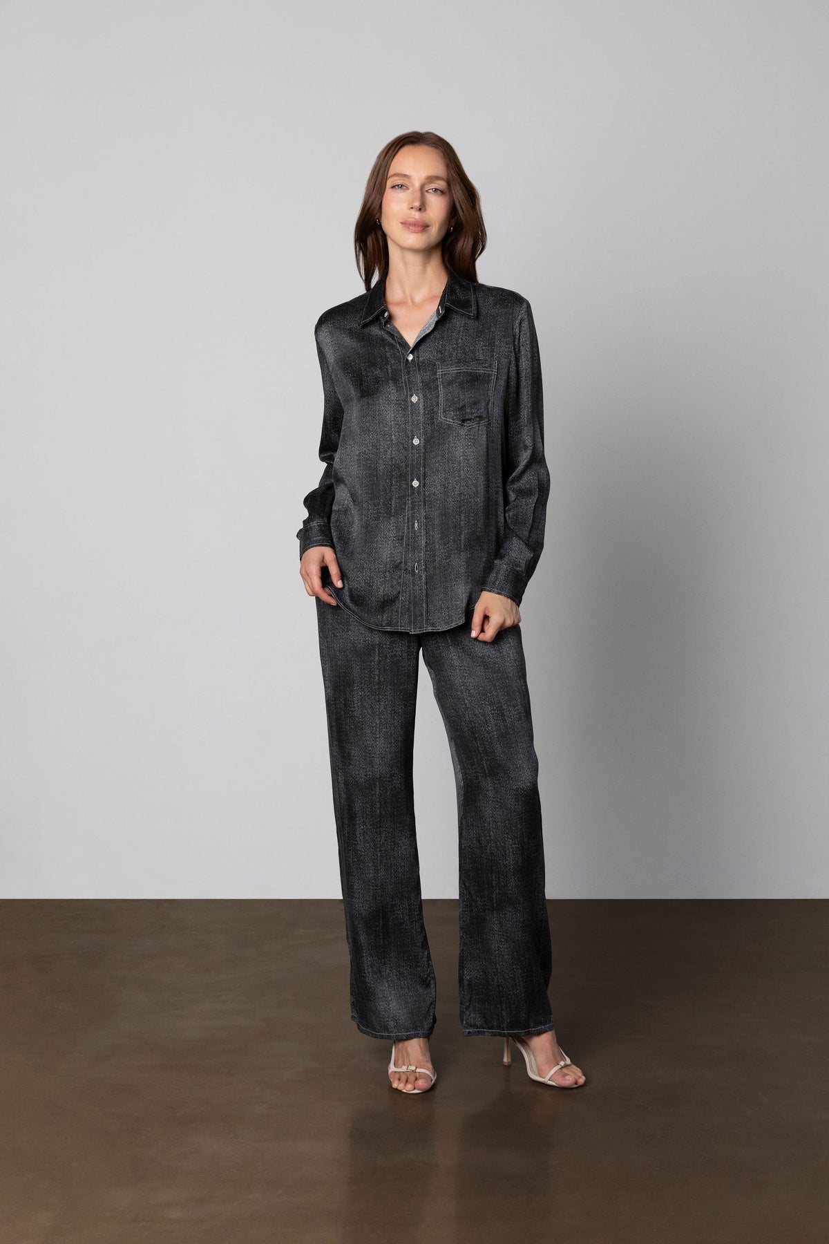 Anaphe Pants & Shorts Jeans But Silk - Black Denim Print