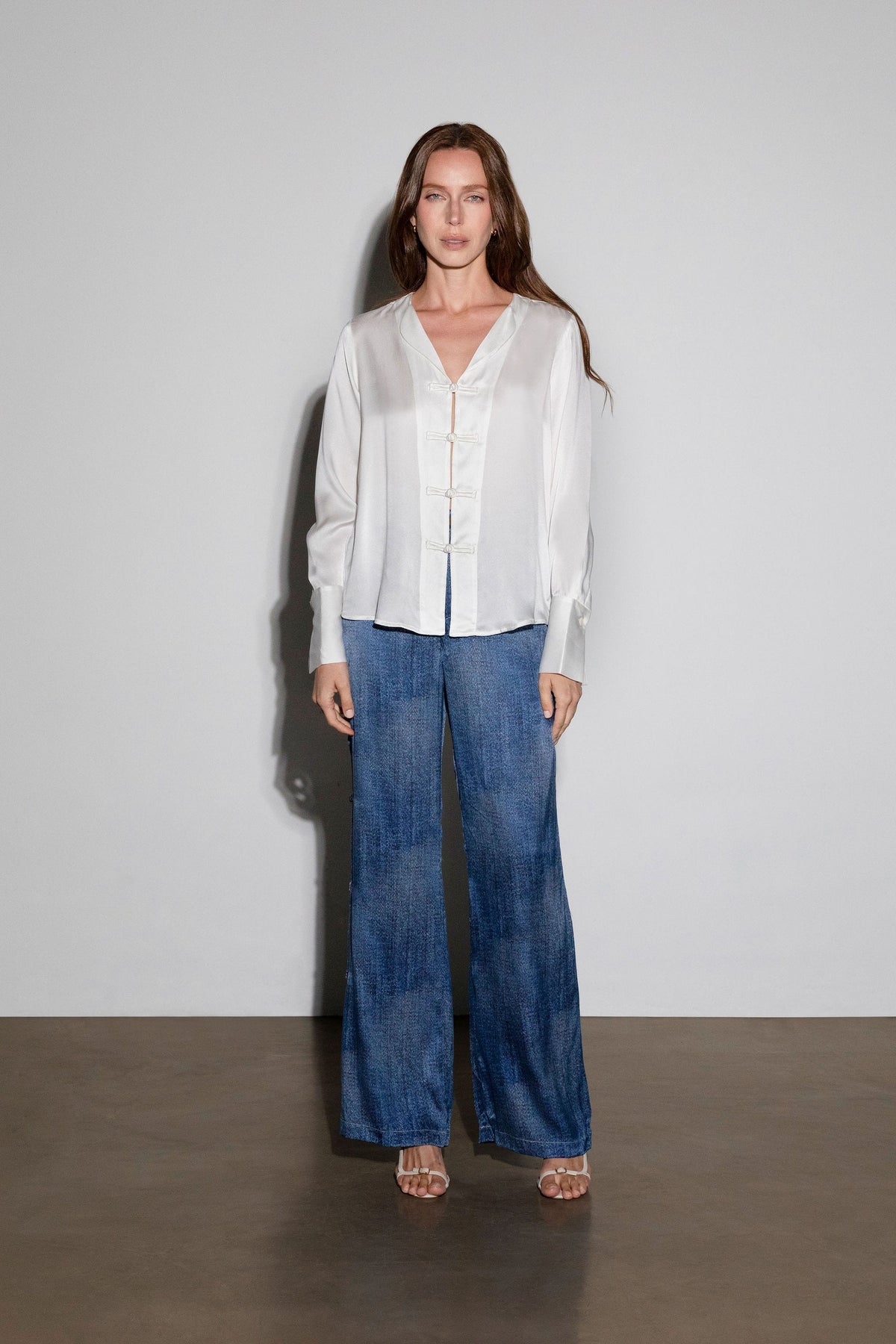 Anaphe Shirts & Tops White / XS Chinois Shirt Jacket Silk - White