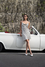 Load image into Gallery viewer, 60s Silk Cowl Mini Slip Dress - Prints
