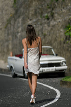 Load image into Gallery viewer, 60s Silk Cowl Mini Slip Dress - Prints
