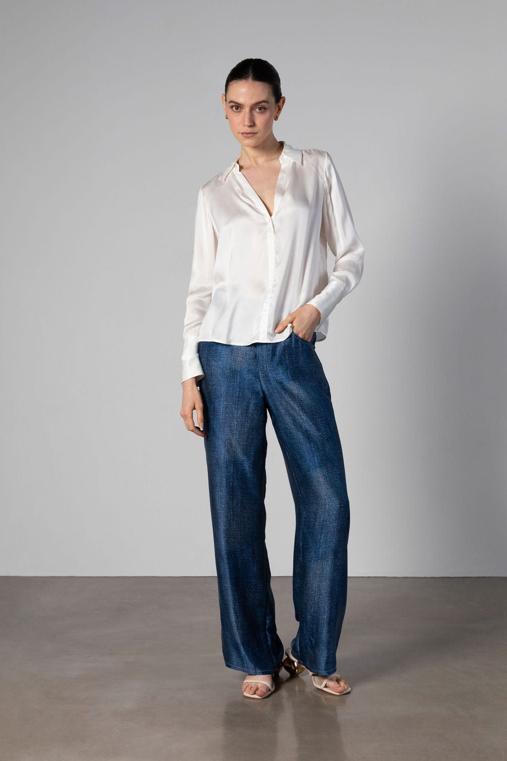 Capsule French Cuff Blouse - Sandwashed Silk