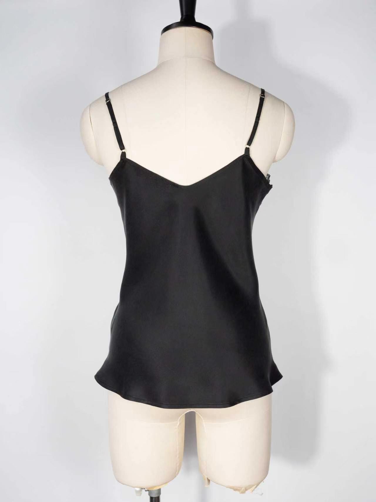Lace Silk Camisole - Black