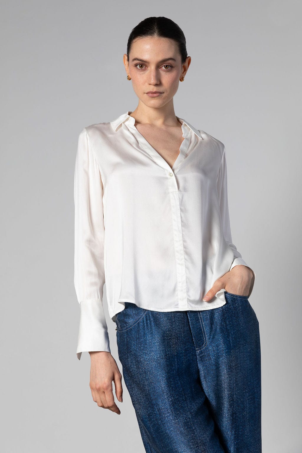 Capsule French Cuff Blouse - Sandwashed Silk