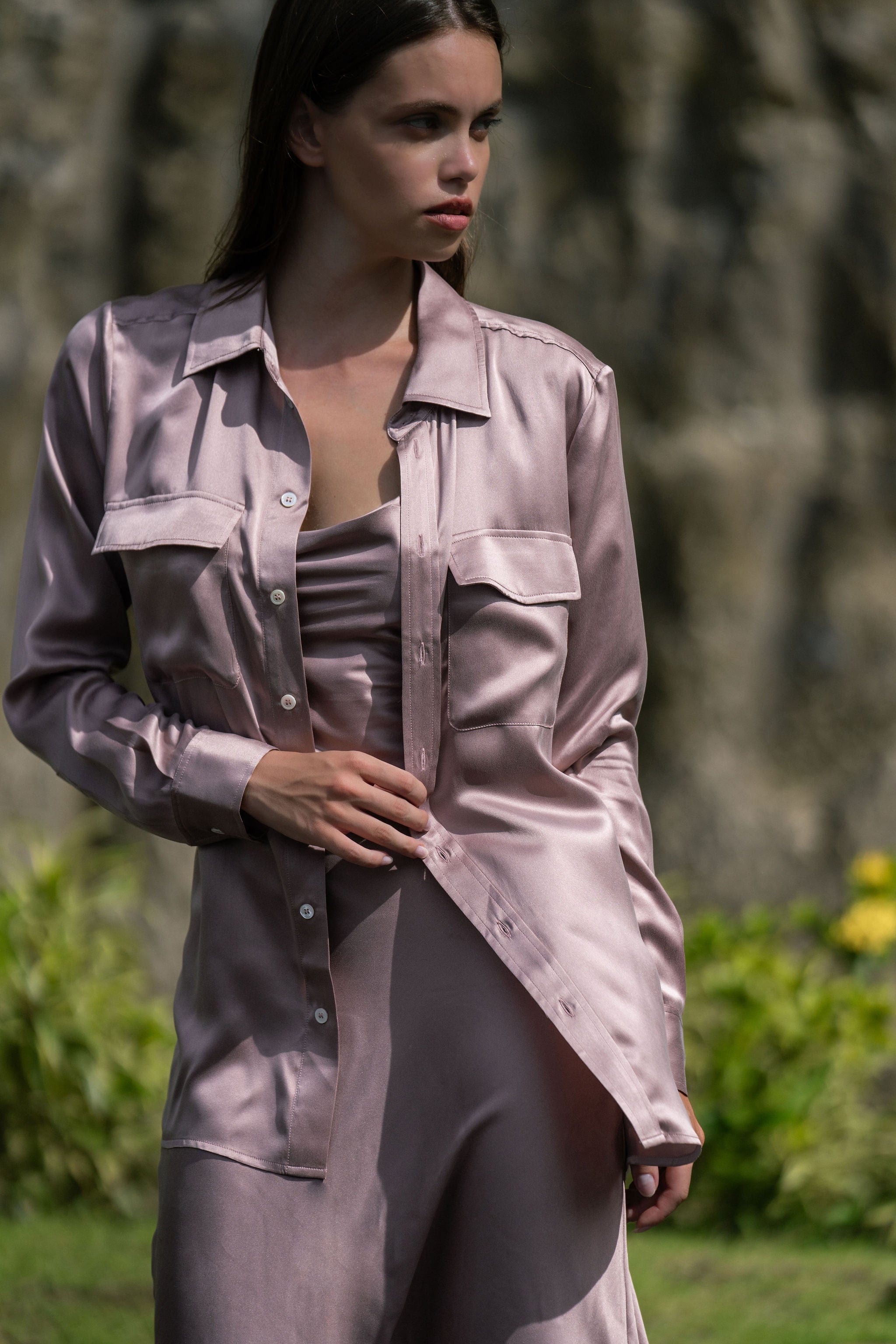 Boyfriend Silk Utility Shirt