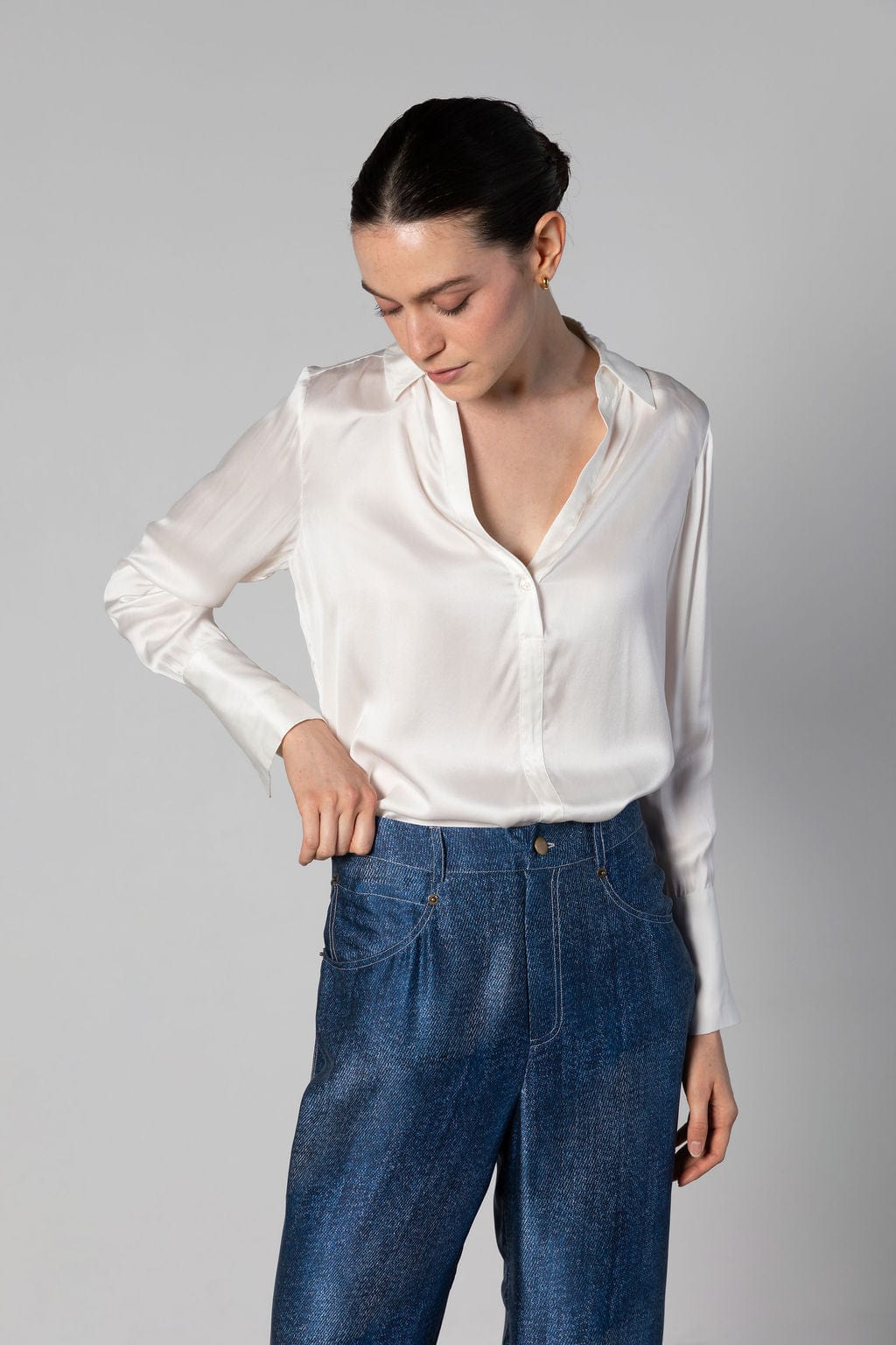 Capsule French Cuff Blouse - Sandwashed Silk