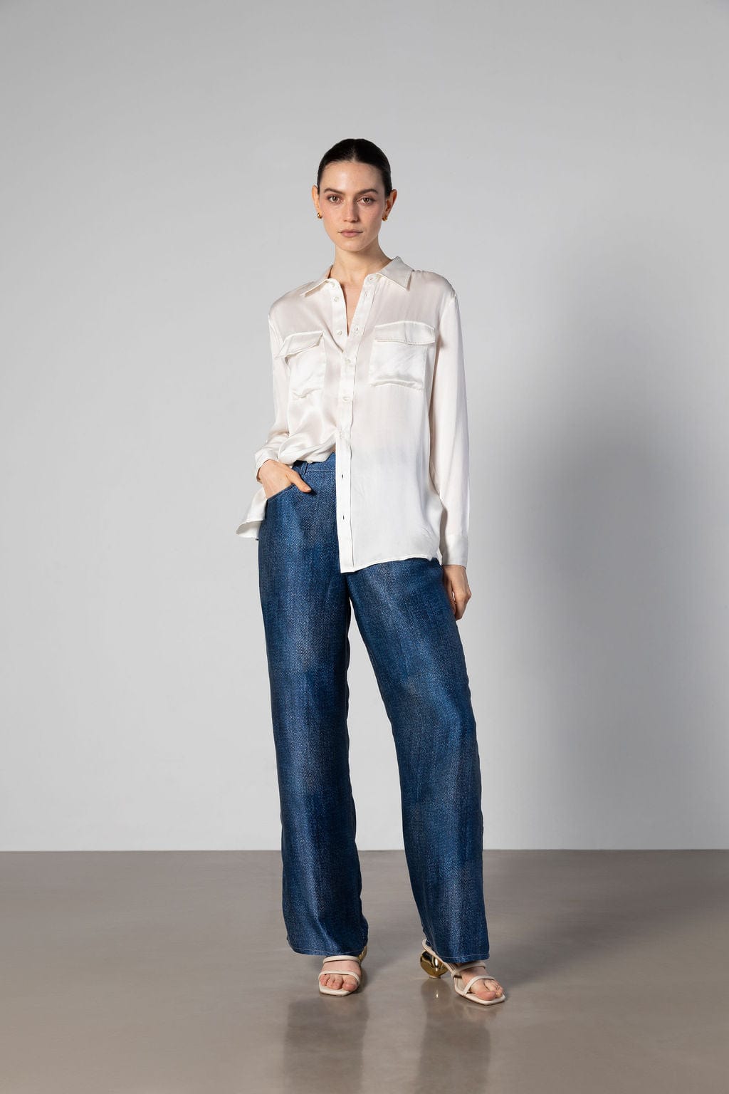Boyfriend Silk Utility Shirt