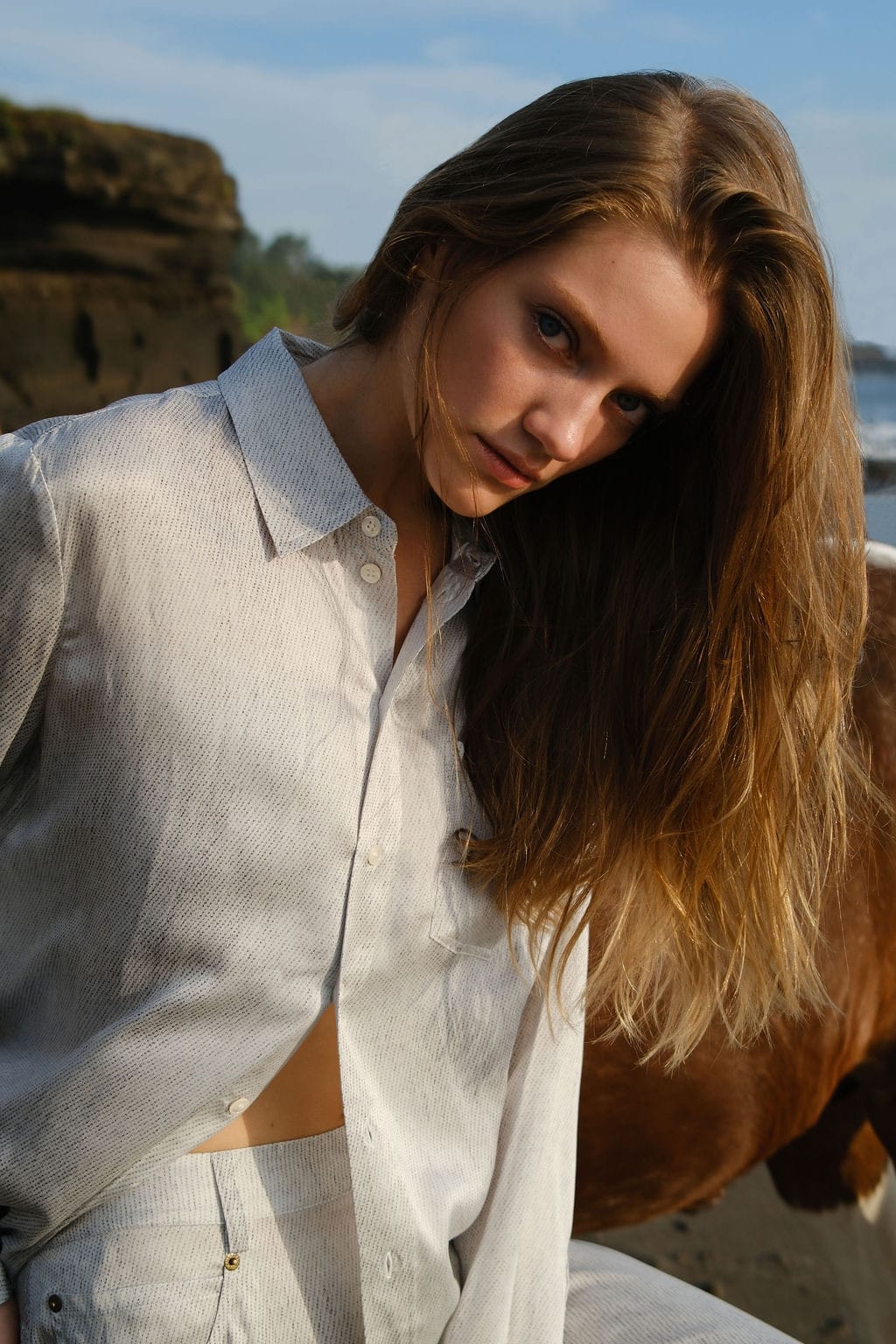 Austin Long Sleeve Shirt - White Denim