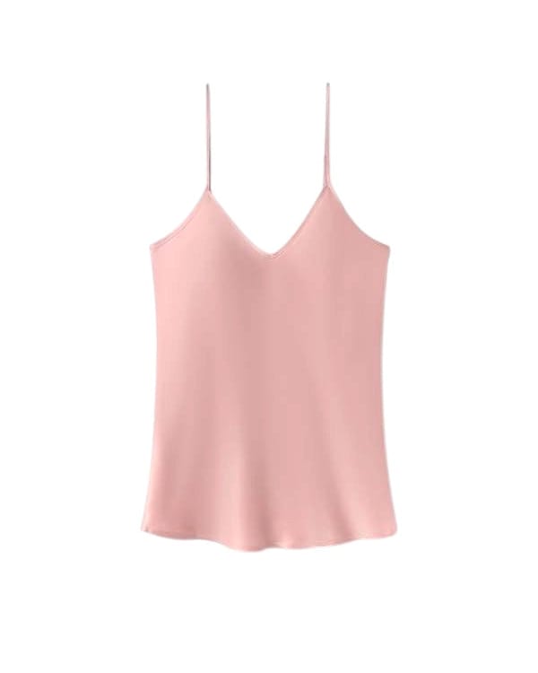 V Silk Camisole Blush Pink