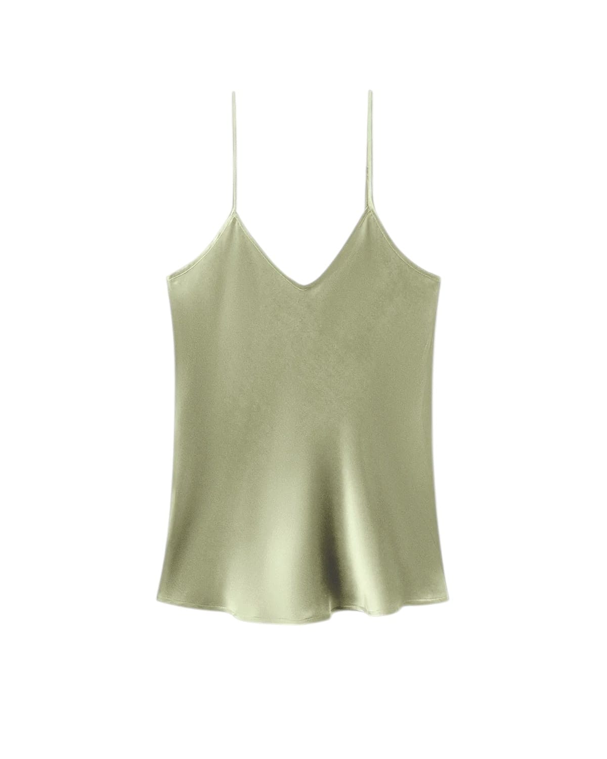 V Silk Camisole Top - Sage Green