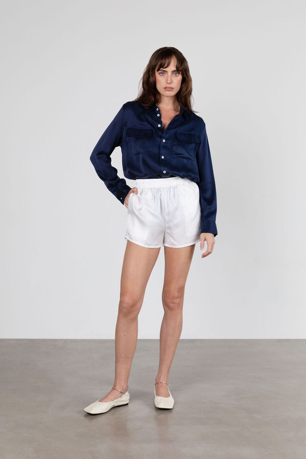 Boyfriend Silk Utility Shirt