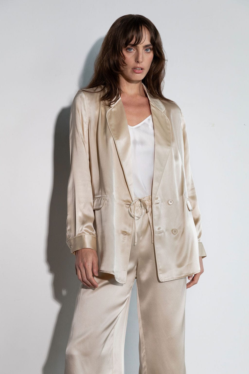 Unlined Silk Blazer - Creme, Atelier