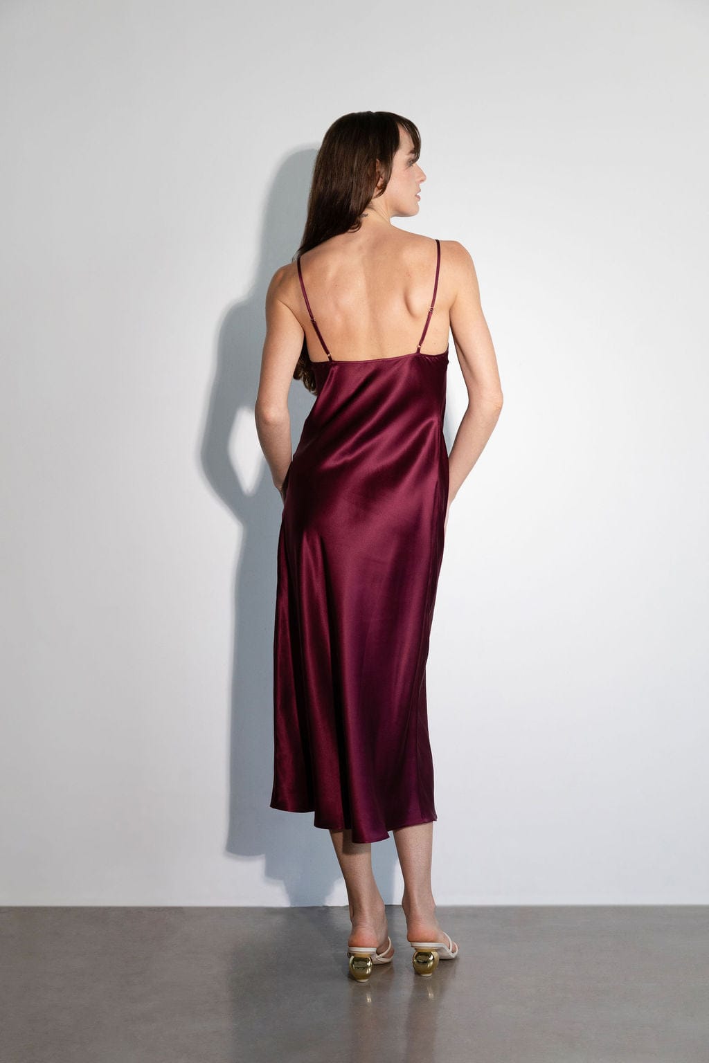 Harlow Scoop Slip Dress Burgundy - Atelier
