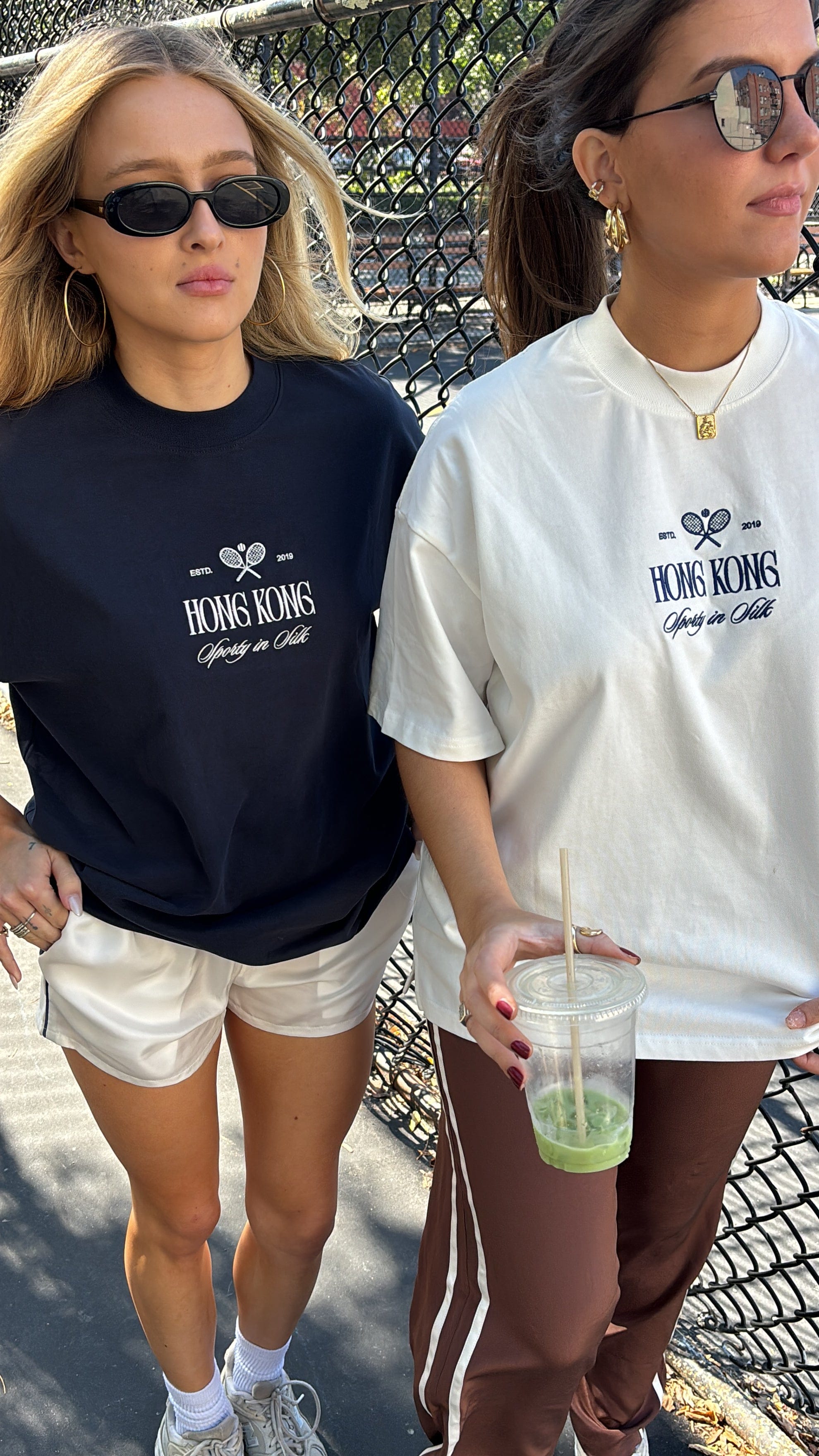 Sporty Silk Track Shorts White Navy Piping- Twill Silk