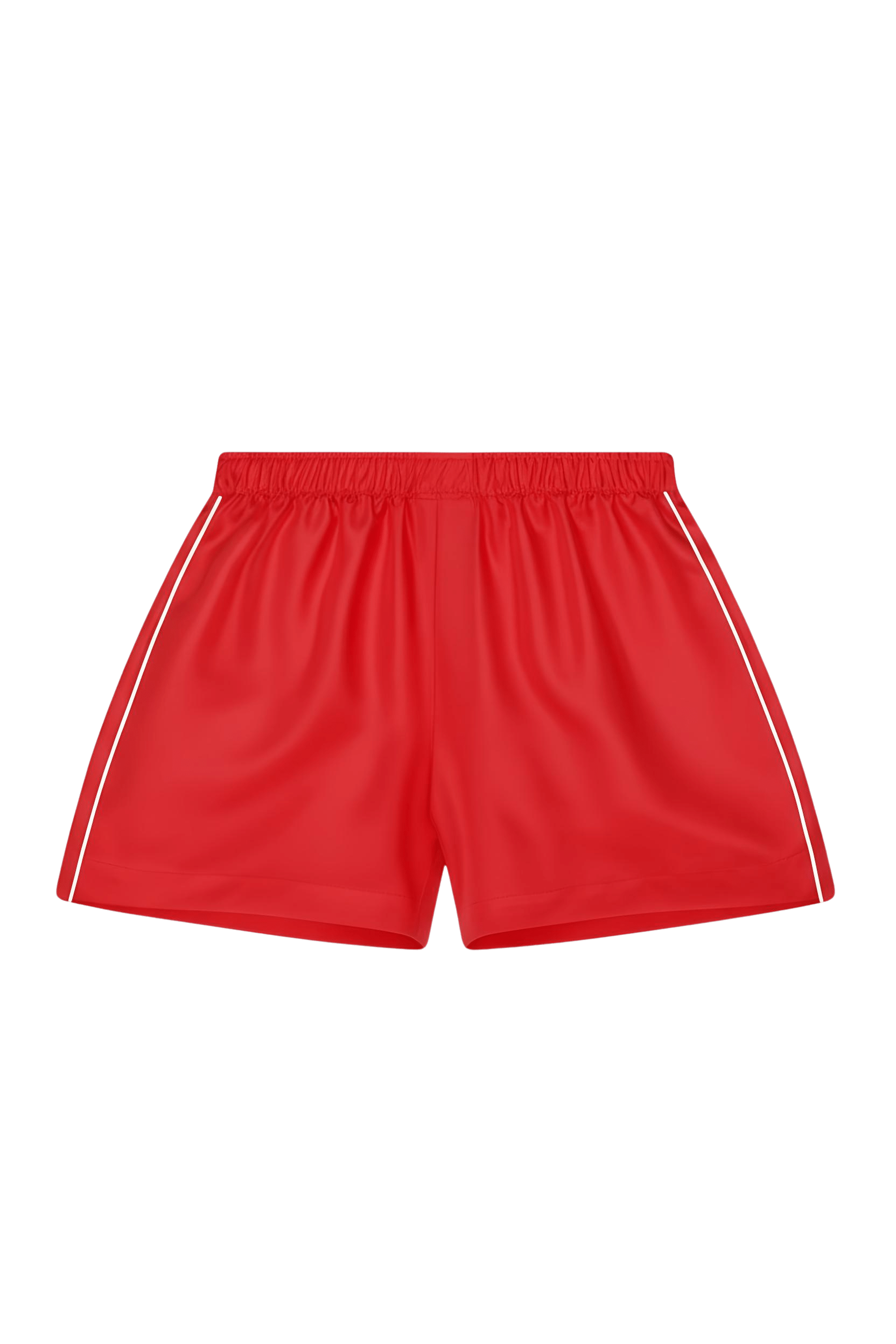 Sporty Silk Red Shorts White Piping