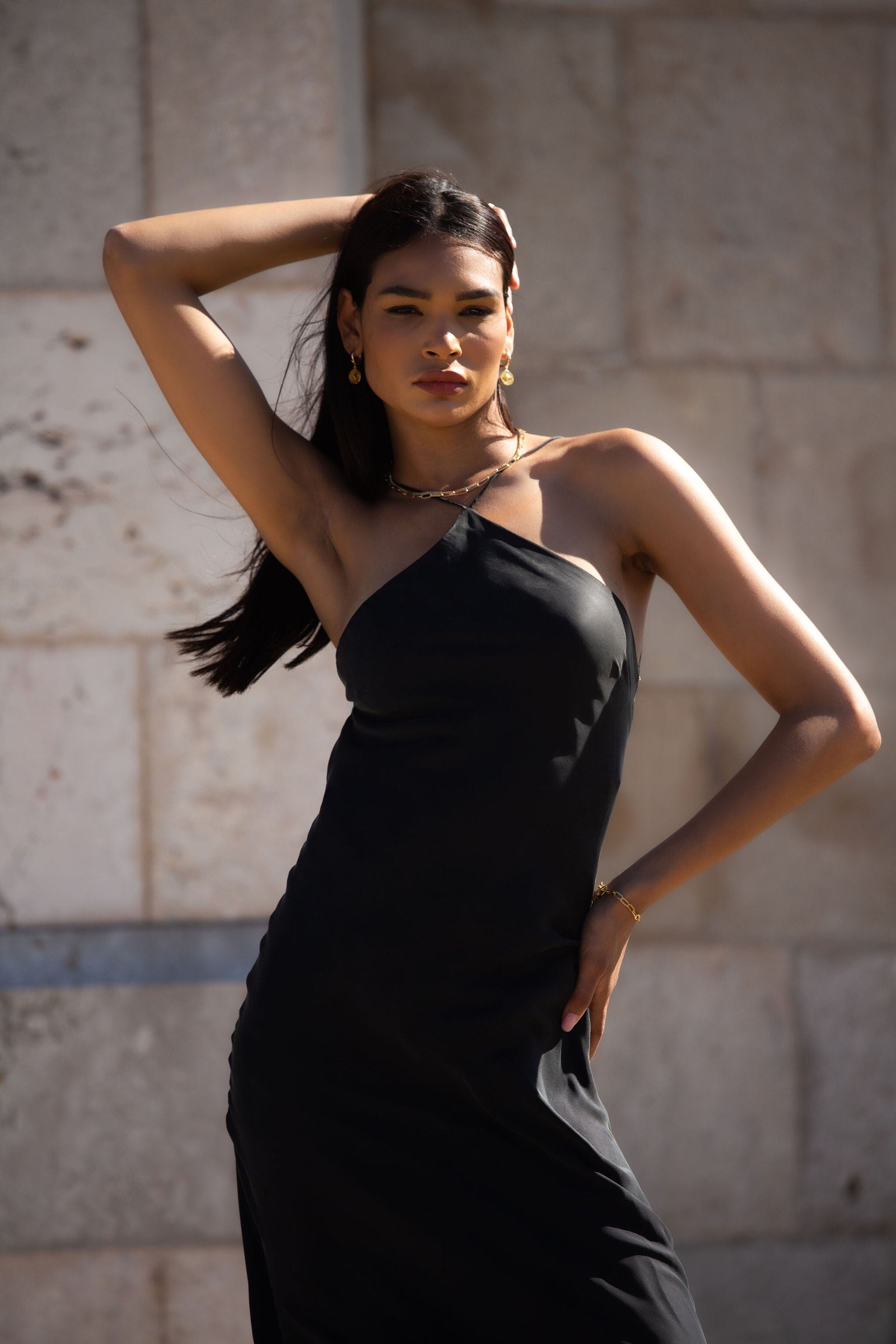Anaphe Backless Dress 00's Backless Silk Halter Dress - Classic Black