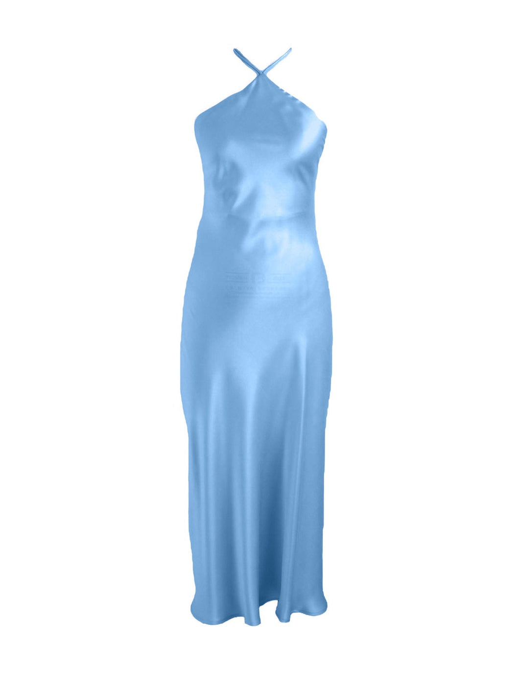 Anaphe Backless Dress 00's Backless Silk Halter Dress - Denim Blue