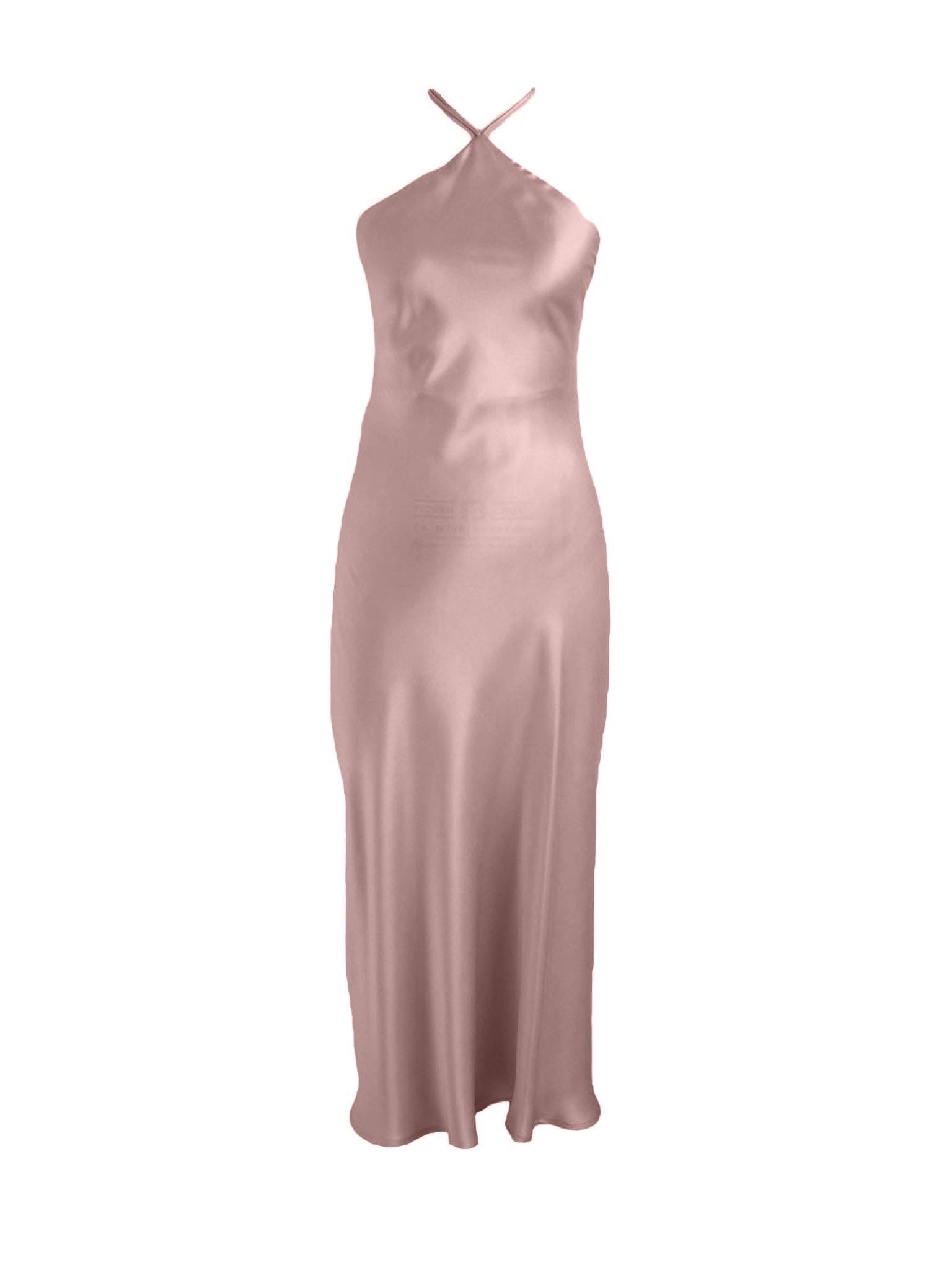 Anaphe Backless Dress Antique Rose / XS 00s Halter Dress