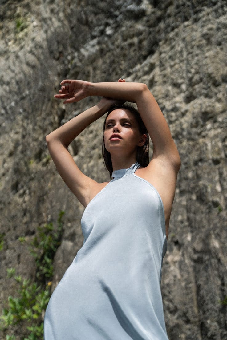 Anaphe Backless Dress Mini Crepe Halter Dress