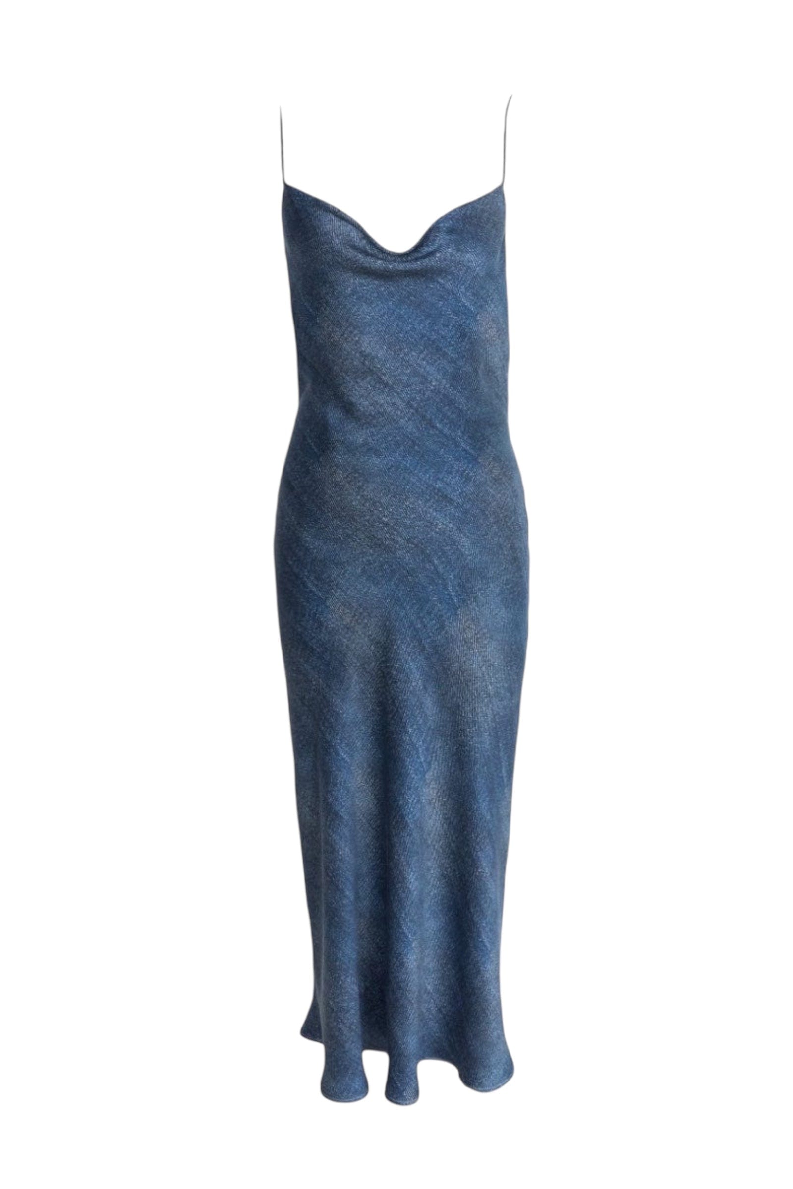 Anaphe Backless Dress Nova Cowl Slip Dress - Denim Print
