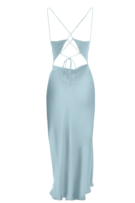 Anaphe Backless Dress Nova Dress Silk Open Back Slip - Morning Mist Blue