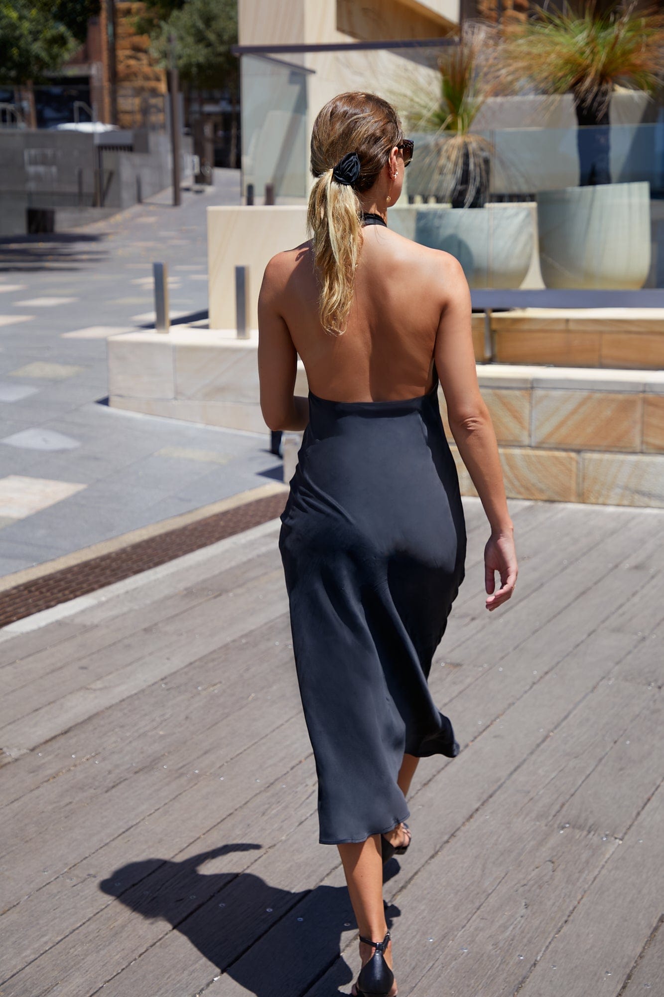 Anaphe Backless Dress Oui Rose Silk Halter Dress - Classic Black