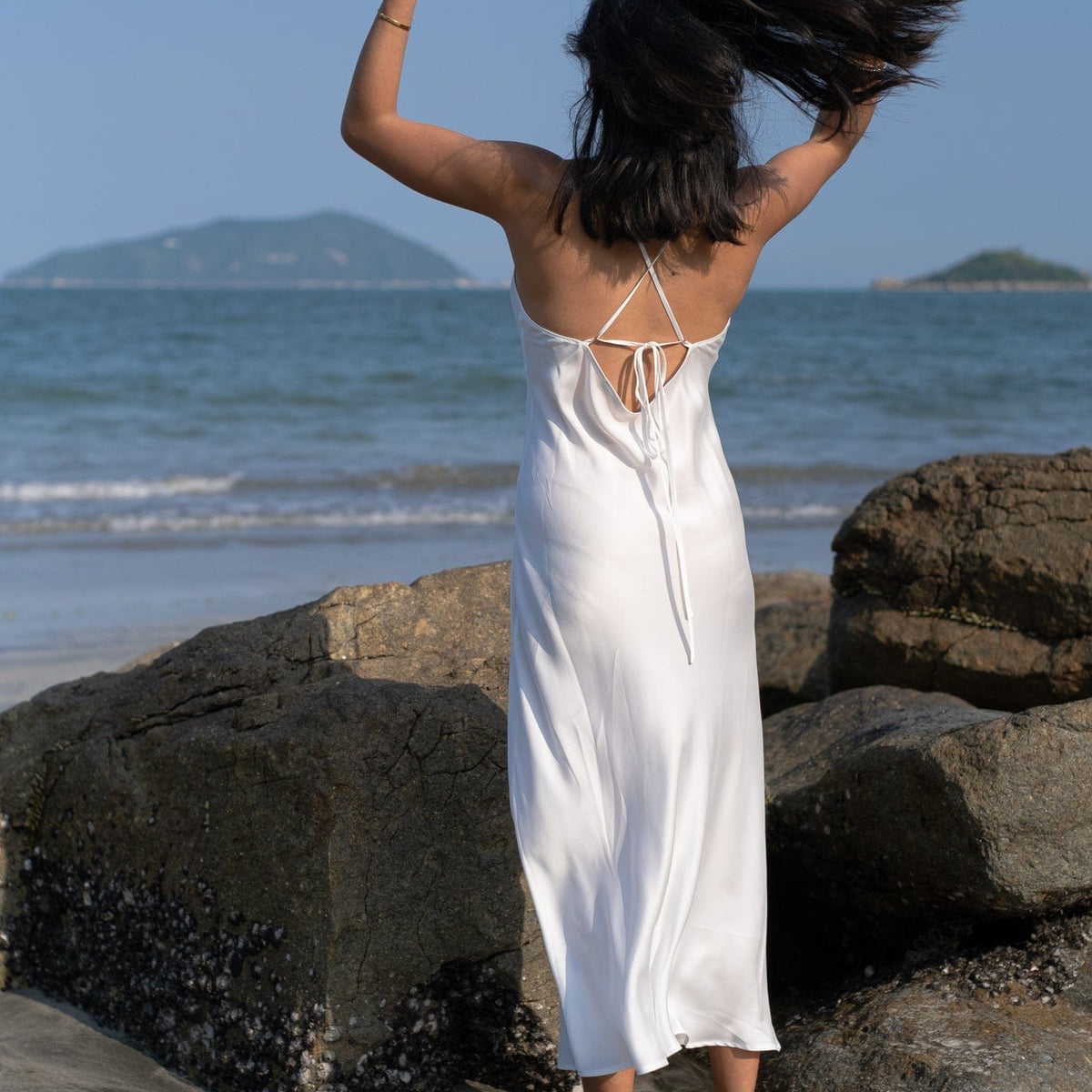Santorini White Backless Strappy Slip Dress Santorini White Backless Strappy Slip Dress