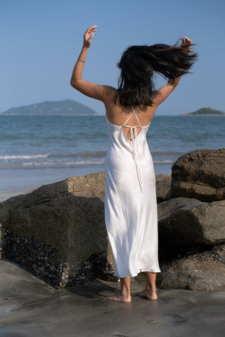 Anaphe Backless Dress Santorini Backless Strappy Silk Dress - White