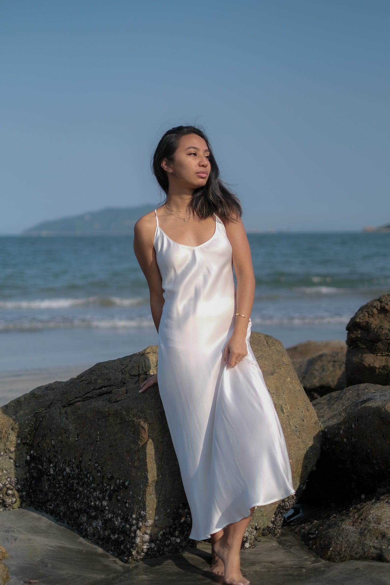 Anaphe Backless Dress Santorini Backless Strappy Silk Dress - White