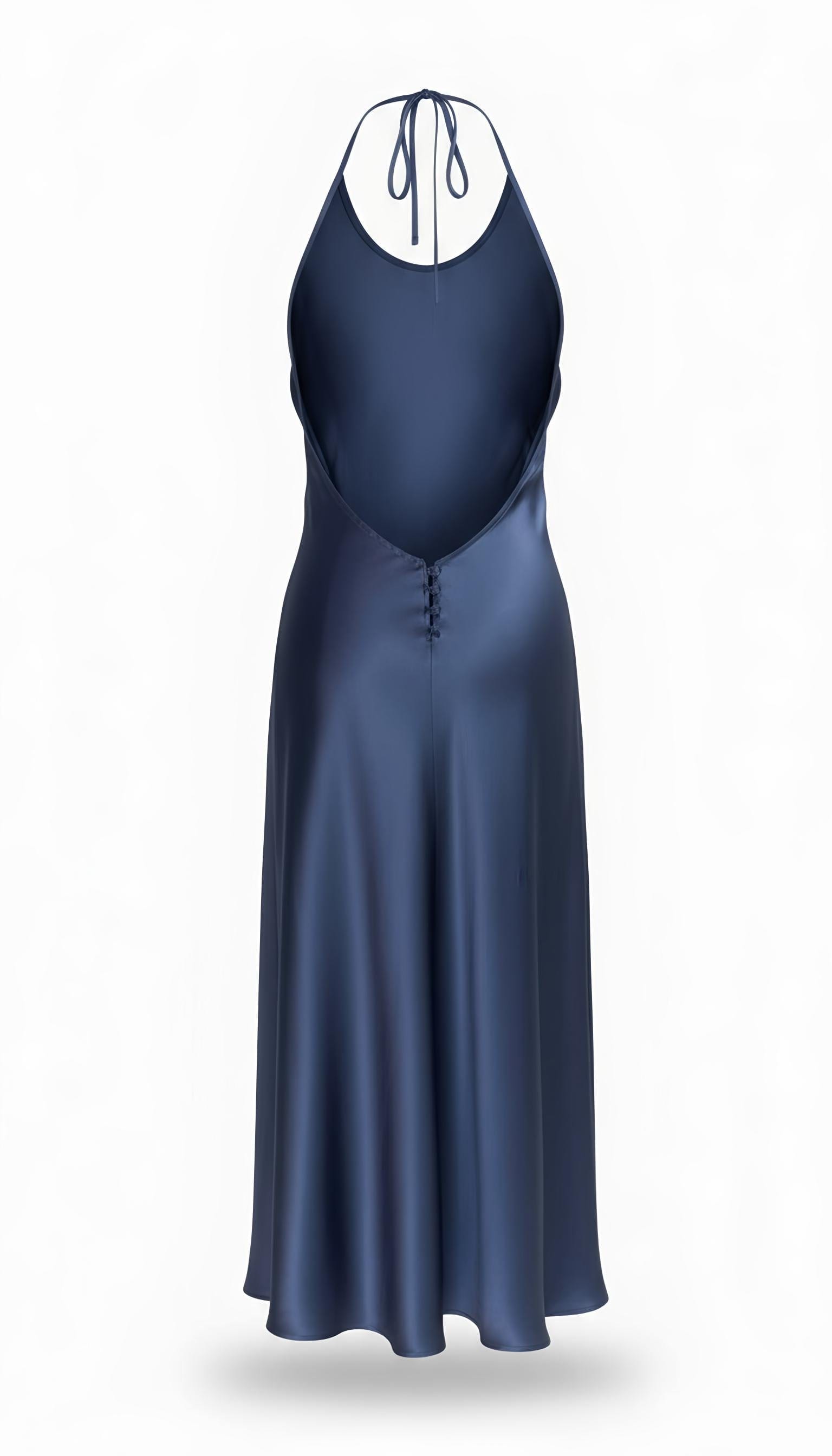 Anaphe Backless Dress Seren Halter Midnight Blue - Atelier
