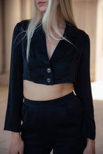 Load image into Gallery viewer, Anaphe Blazers Cropped Ultra Light Weight Silk Blazer - Classic Black
