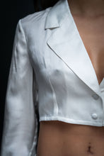 Load image into Gallery viewer, Anaphe Blazers Cropped Ultra Light Weight Silk Blazer - White

