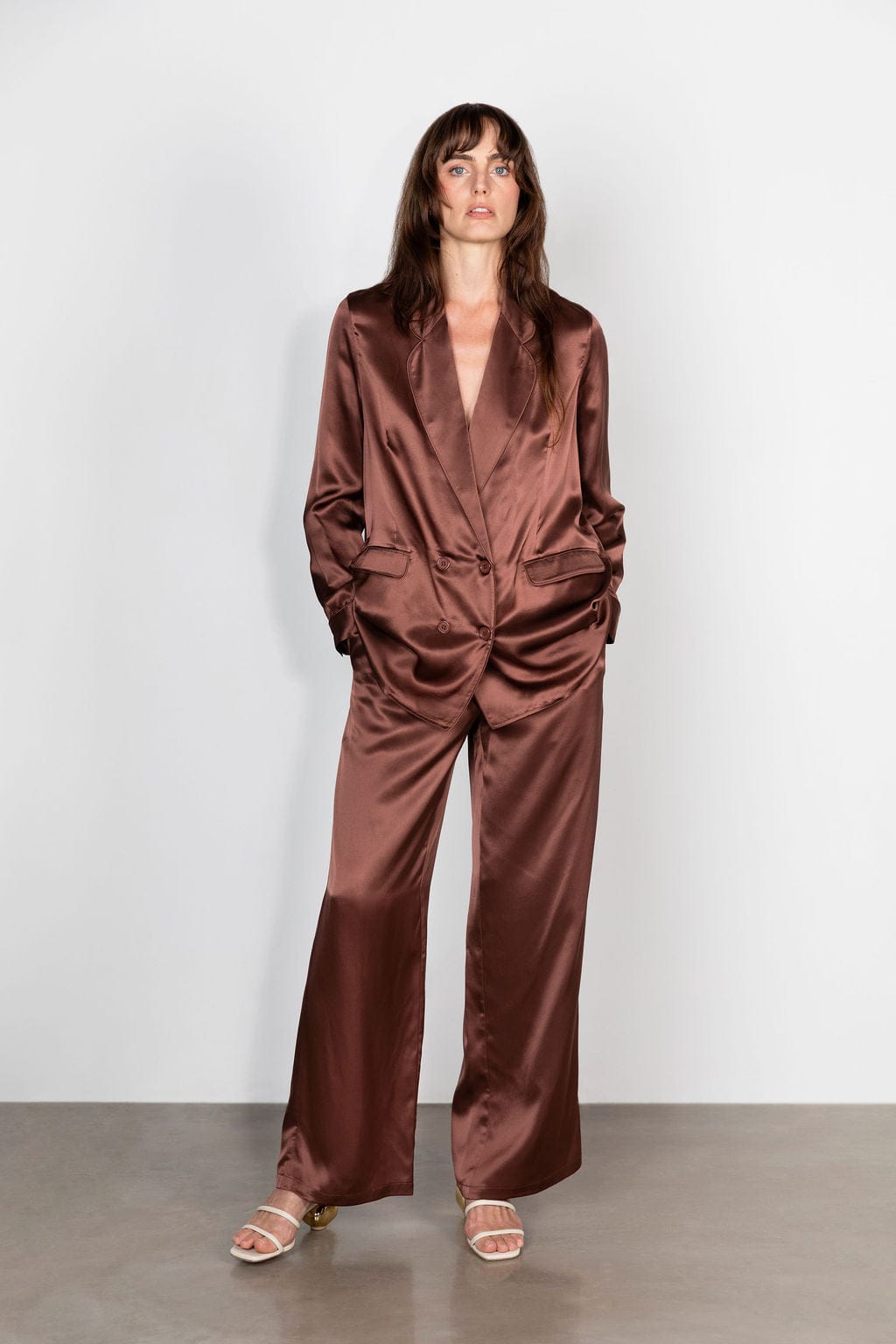 Anaphe Blazers Espresso / XS/S Unlined Silk Blazer - Espresso, Atelier