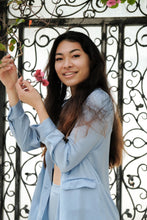 Load image into Gallery viewer, Anaphe Blazers Forget Me Not Blue Ultra Light Weight Silk Blazer
