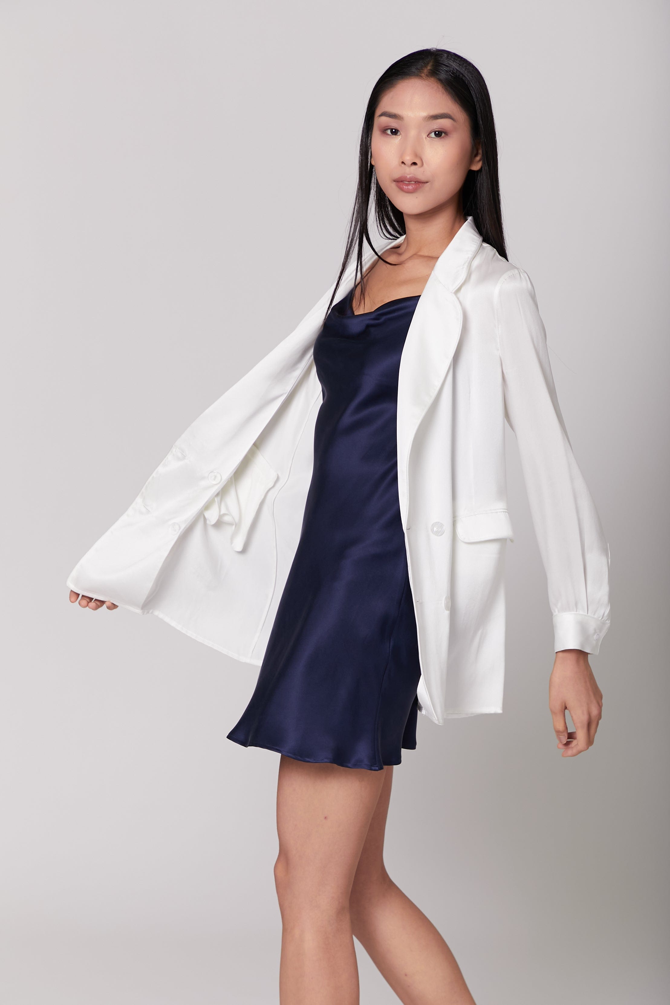 Anaphe Blazers White Ultra Light Weight Silk Blazer