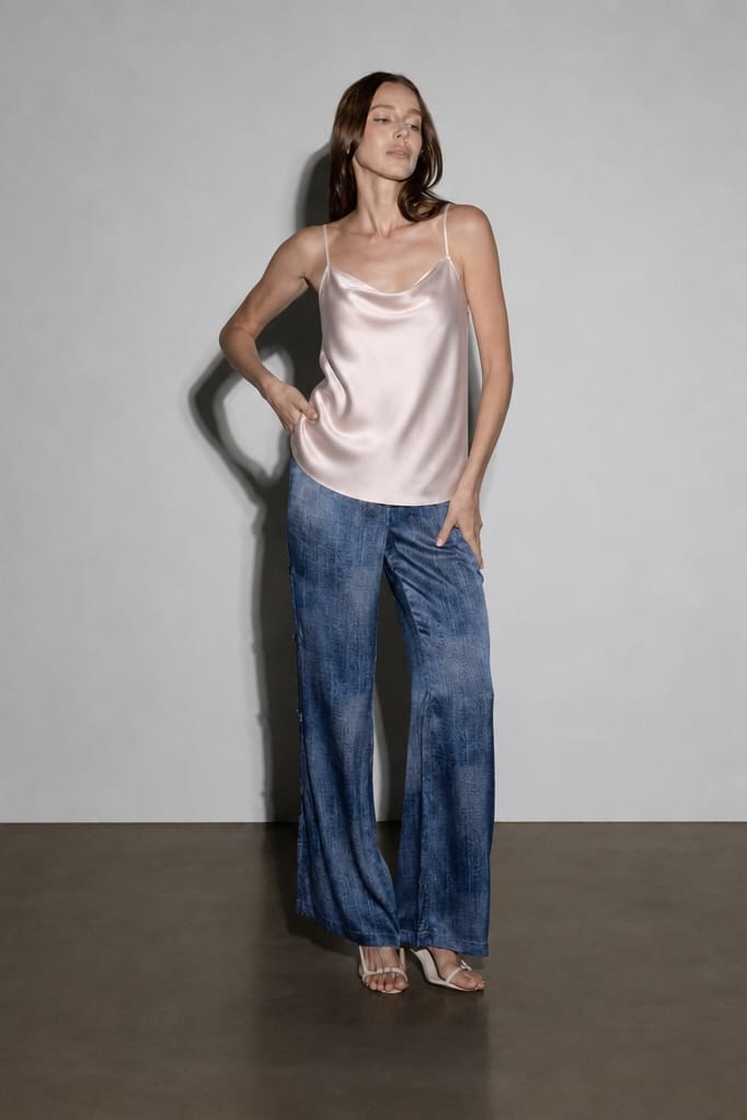 Anaphe Camisole Cowl Camisole Glossy Blush Pink - 19momme