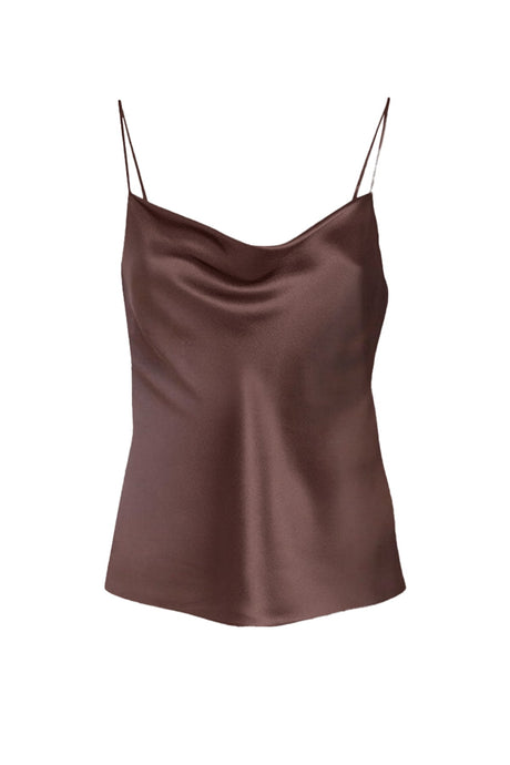 Anaphe Camisole Silk 60s Cowl Cami - Cocoa Brown