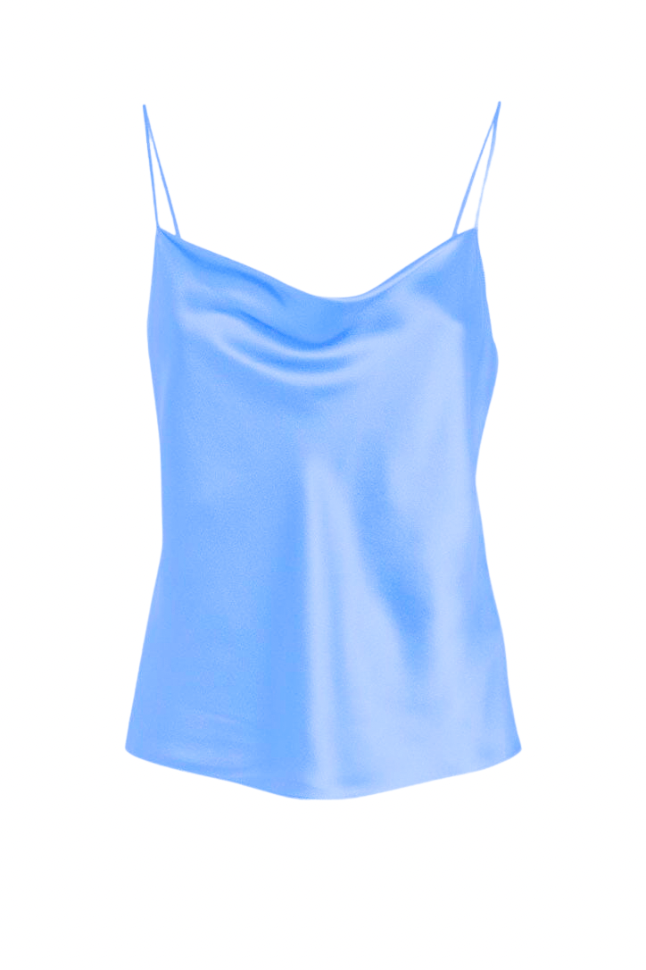 Anaphe Camisole Silk 60s Cowl Cami - Denim Blue