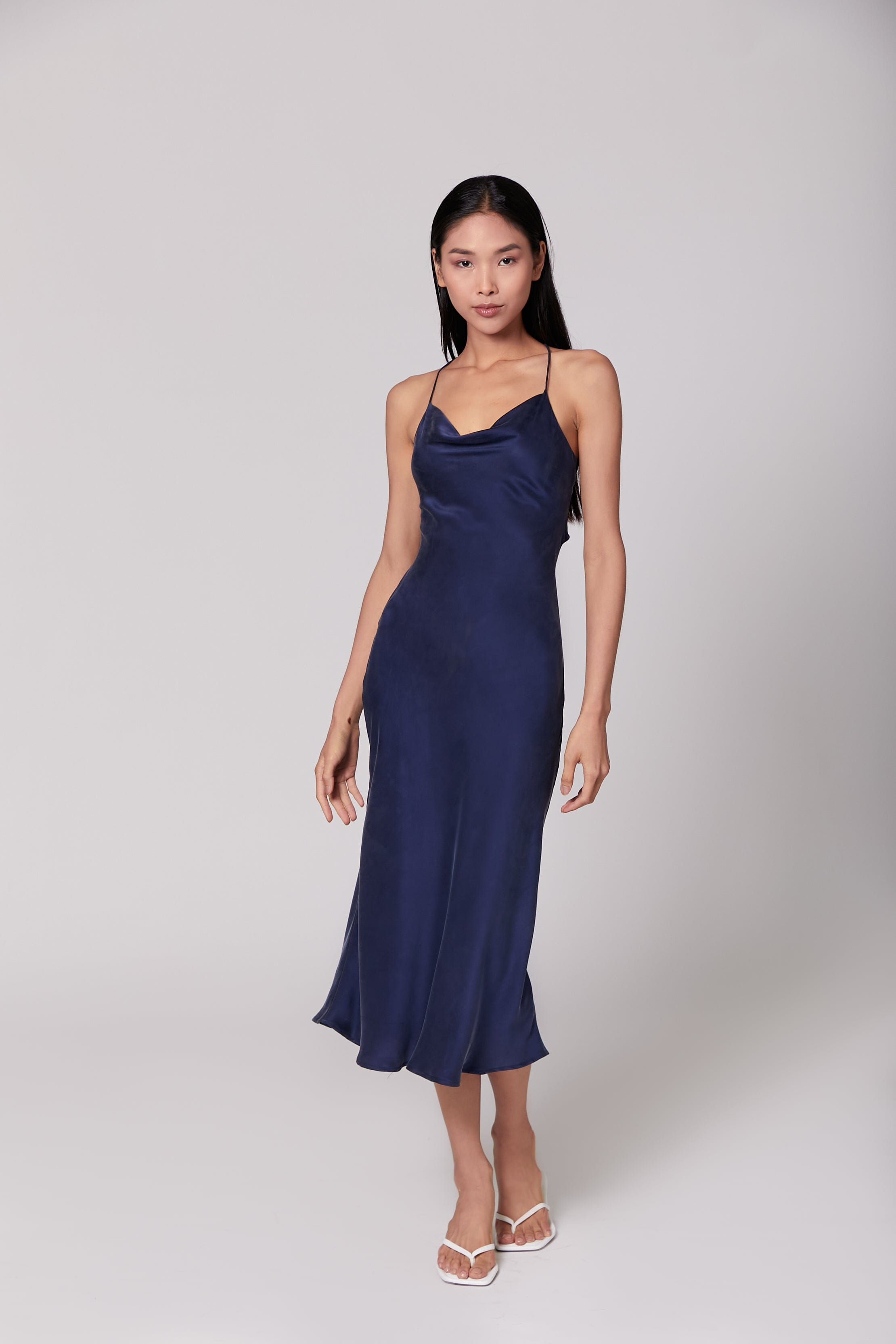 Anaphe Long Cowl Dress French Navy / XS Silhouette Cowl Slip