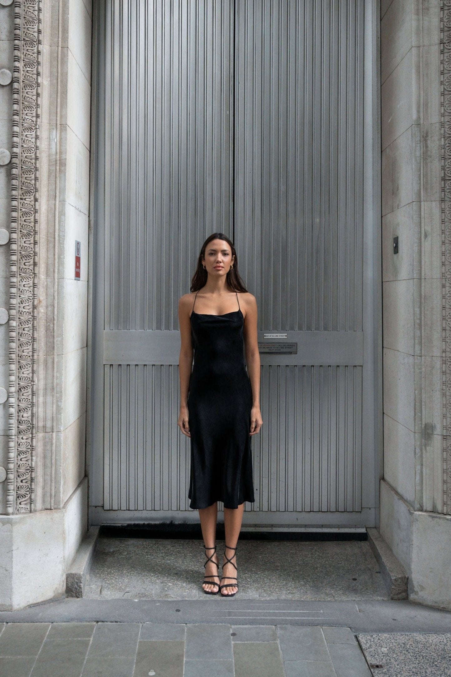 Anaphe Long Cowl Dress Icon Silk Slip Dress - Classic Black
