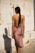 Load image into Gallery viewer, Anaphe Long Cowl Dress Icon Silk Slip Dress - Rosewood
